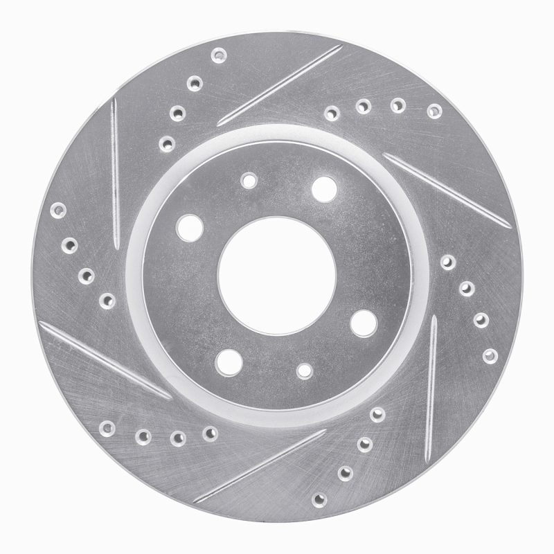 Dodge ATOS Brake Rotor (1) - Front Left - R1 Concepts - Drilled & Slotted - Silver - `98-`10
